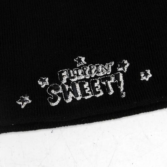 Vintage Y2K Napoleon Dynamite Flippin Sweet Beanie Black Embroidered OSFA - Picture 2 of 4